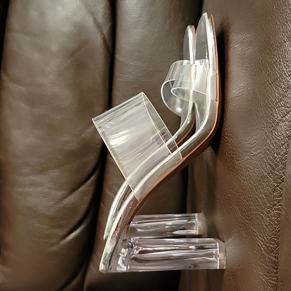 ZARA NWOT, Transparent Heeled Sandals - size 7 ( EU 37) Silver Heel height 3.9 " - Picture 9 of 12